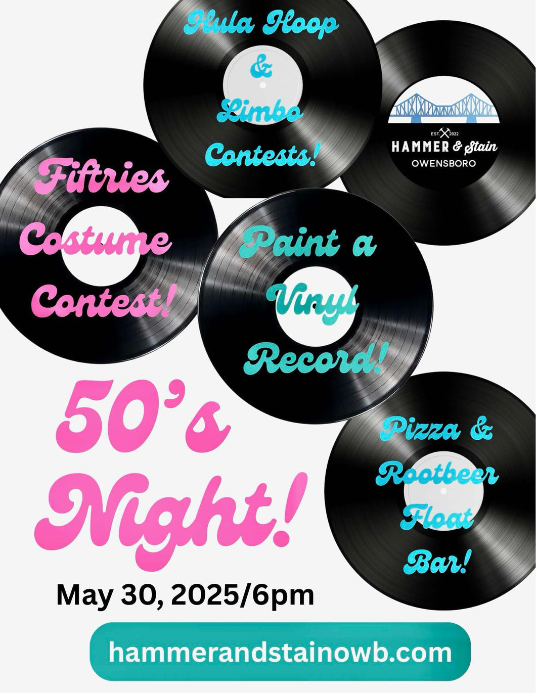 05/30/2025 50'S NIGHT VINYL RECORD PAINTING (6:00PM) (Owensboro)