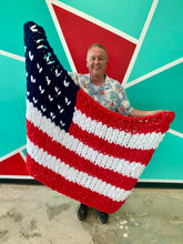 06/14/2025 AMERICAN FLAG CHUNKY HAND CROCHET BLANKET  2:00pm (Owensboro)